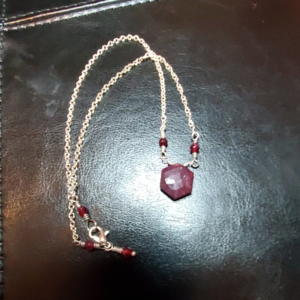 Handmade garnet necklace